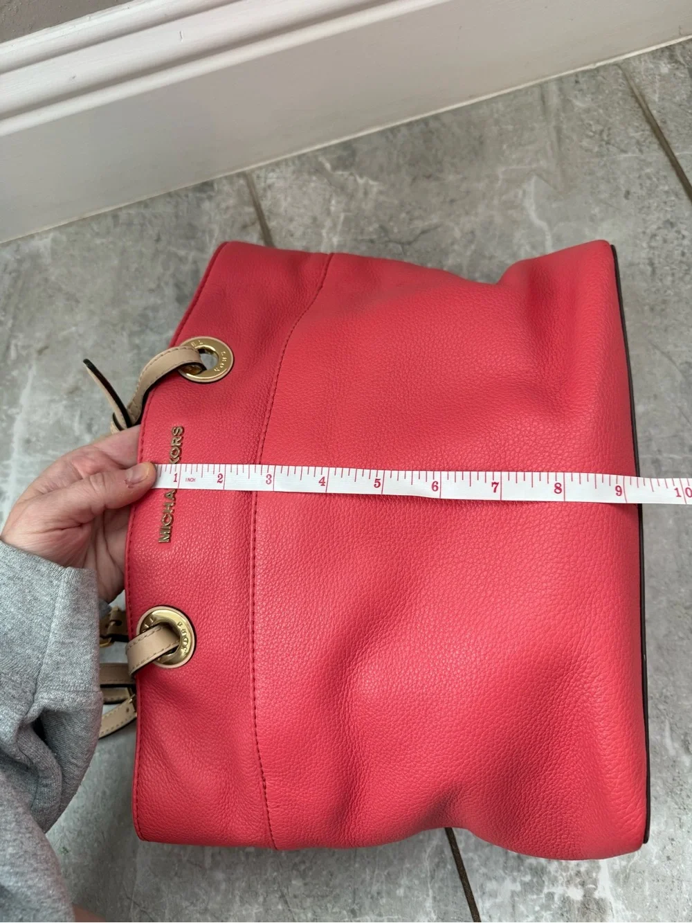 Michael Kors Bedford Coral Pink Pebbled Leather Tote 30H4GBFT6L